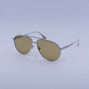 Victoria Beckham VB242S 042 Sunglasses Silver Aviator Frame, Brown Lenses